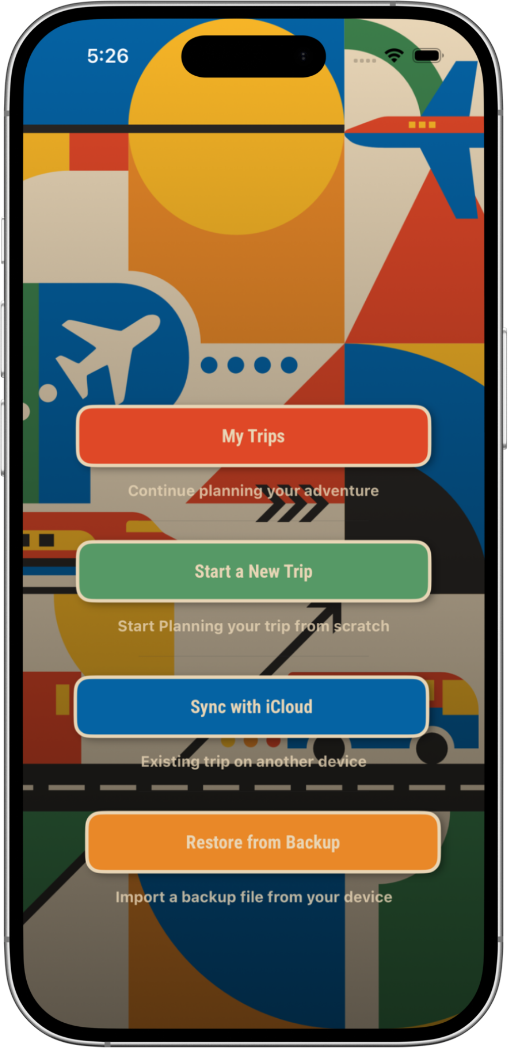 PlanPad home screen