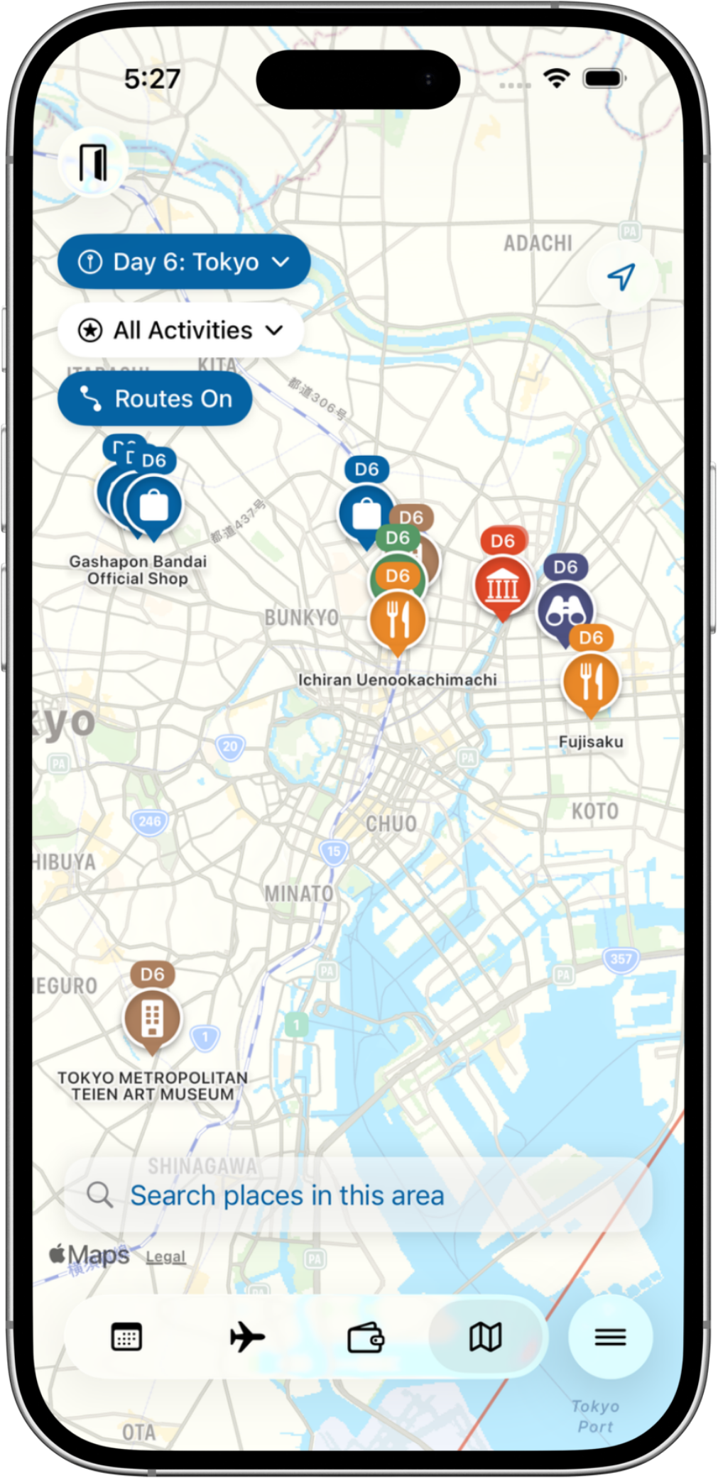 PlanPad map view on iPhone